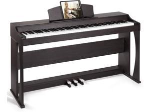 Mustar 88-Key Digital Piano, Progressive Hammer Action Keys,138 Polyphony, Traditional Piano Tone, Remote Control, Brown