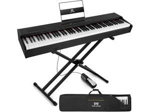 Mustar Weighted Digital Keyboard Piano 88 Keys Hammer Action with Stand Bluetooth Portable Case Sustain Pedal Black