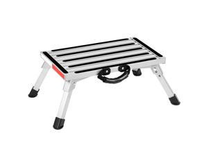 COSVALVE RV Folding Step Stool with Handle Aluminum Platform Step and Ladder with Reflective Stripe AntiSlip Surface and Extra Grip