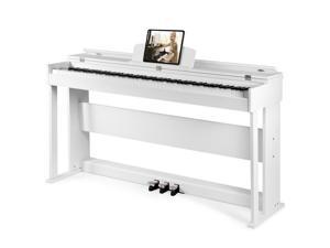MUSTAR 88-Key Weighted Digital Piano, Beginner Keyboard, Triple Pedals, LCD Screen, USB MIDI, MP3, White