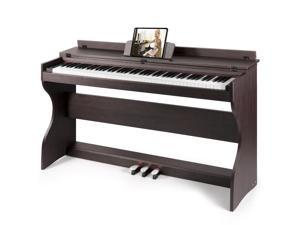 MUSTAR Brown 88-Key Digital Piano Keyboard Piano with USB, MIDI, Triple Pedals, LCD Screen
