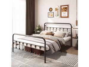 COSVALVE Queen Size Black Metal Bed Frame with Headboard and Footboard  Modern Bedroom FurnitureSteel Slat SupportAntiShake ToolsAntiSlip PadsNo Box Spring Needed