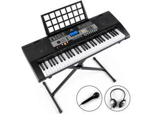 Mustar 61 Keys Electric Keyboard Piano with Stand Touch Sensitive for Beginners Headphones Microphone MP3USBLCD Screen
