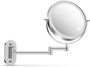Alvorog Wall Mounted Makeup Mirror 3 Color Lighting Modes Dual Power Supply Touch Screen Light Adjustable Timing Function Cosmetic Mirror 1X/5X Magnifying 360° Swivel Vanity Mirror-8 inch Alvorog Wall Mounted Makeup Mirror 3 Color Lighting Modes Dual Power Supply Touch Screen Light Adjustable Timing Function Cosmetic Mirror 1X/5X Magnifying 360° Swivel Vanity Mirror-8 inch