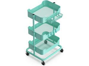 Alvorog 3-Tier Metal Rolling Utility Cart Multifunctional Rolling Cart with Adjustable Shelves Hanging Storage Basket Hooks Kitchen Cart Easy Assembly Storage Cart for Living Room, Kitchen, White Alvorog 3-Tier Metal Rolling Utility Cart Multifunctional Rolling Cart with Adjustable Shelves Hanging Storage Basket Hooks Kitchen Cart Easy Assembly Storage Cart for Living Room, Kitchen, White