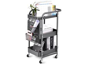 Rolling Utility Cart, 3-Tier Metal Storage trolley, Multifunction Heavy Duty for Kitchen Bathroom Office Rolling Utility Cart, 3-Tier Metal Storage trolley, Multifunction Heavy Duty for Kitchen Bathroom Office