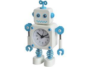 Reloj Despertador en Forma de Robot de Acero Inoxidable, Silencioso, con Ojos Que se Iluminan y Brazos Giratorios, un Regalo Ideal para Niños y Niñas White