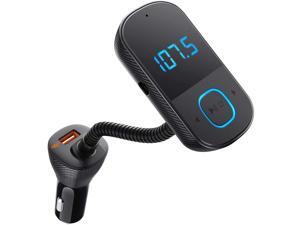 SmartCharge T1, Bluetooth FM Transmitter for Car, Audio Adapter and Receiver with Big LED Display, PowerIQ 2.0, Hands-Free Calling, and AUX Output, Compatible with Quick Charge 3.0 Devices