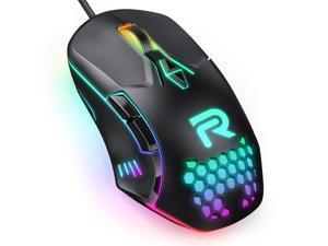 RUNMUS RGB Gaming Mouse with 6 Programmable Buttons, Chroma RGB Backlit, 6400 DPI Adjustable, Ergonomic USB Computer Mouse for PC, Laptop (Black)