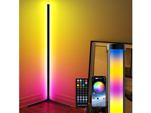Led Corner Floor Lamp, 65.3" RGB Color Changing Mood Lighting Corner Lamp with App and Remote Control, Music Sync, Dimmable Brightness&Speed, Multi Lighting Modes Led Lamp for Living Room, Bedroom