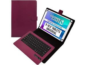 Cooper Infinite Executive Keyboard Case for 9, 9.7, 10, 10.1, 10.2, 10.5" Tablets Leather Folio Cover & Bluetooth Wireless Keyboard with Hotkeys