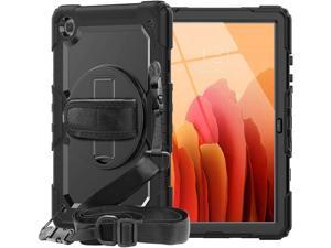 Samsung Galaxy Tab A7 Case 2020 SM-T500/T505 Case with Screen Protector Pencil Holder Hard Rugged Protective Galaxy Tab A7 Case 10.4 Inch w/Stand Hand&Shoulder Strap for Business Black