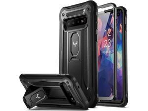 Kickstand Case for Galaxy S10 Plus, Built-in Screen Protector Work with Fingerprint ID Full Body Heavy Duty Protection Shockproof Cover for Samsung Galaxy S10+ Plus 6.4 inch (2019) - Black