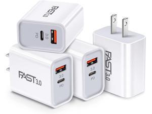 20W USB C Fast Charger[ 4-Pack] iSeekerKit Dual Port PD Power Delivery + Quick Charger 3.0 Wall Charger Block Compatible for iPhone 13/12/11 /Pro Max Mini XS/XR/X, 8/7/6, Pad Pro,Samsung Galaxy, Pixel