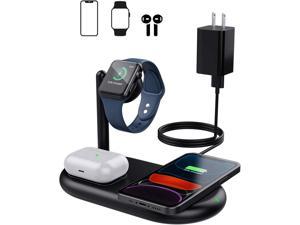 3 in 1 Wireless Charger Qi Fast Charging Station Dock Stand fit iPhone 13/12 Pro Max 12mini/11/11Pro/SE/X/XR/8, iWatch 6/5/4/3/2, Airpods Pro/2/1, Samsung Buds with Adapter