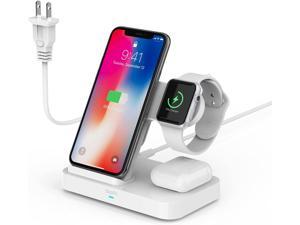 SooPii 4 in 1 Wireless Charging Station with 2 USB Ports with Builtin QC 30 AC Adapter with Apple Watch Holder Compatible with Apple Watch Charger SeriesQI Certified 15W max Wireless Charging