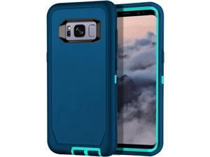 for Galaxy S8 Case Shockproof Dust/Drop Proof 3-Layer Full Body Protection [Without Screen Protector] Rugged Heavy Duty Durable Cover Case for Samsung Galaxy S8(SM-G950U), Turquoise