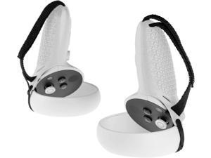 (1 Set) Orzero 1 Pair TPU Controller Cover and Nylon Strap Compatible for Oculus Quest 2, Anti-Throw Protective Adjustable Handle for VR Gaming Headset - White