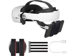 Vakdon VR Power Bank Fixing Strap for Oculus Quest/Quest 2 Elite Strap Esimen Eyglo Adjustable Head Strap Battery Holder Accessories Fixing on The VR Headset Head Strap (Black)