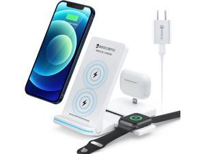seacosmo Wireless Charger Stand 3 in 1 Wireless Charging Station for Apple Watch AirPods 18W Fast Apple Charging Station for iPhone 14131211XR8Plus Galaxy S23 S20FE All QiEnabled Phones