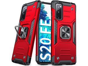 Galaxy S20 FE 5G Case, Military Grade Shockproof Protective Phone Case 360 Free Rotatable Metal Kickstand Phone Cover (Support Magnet Mount) Compatible with Samsung Galaxy S20 FE/S20 FE 5G, Red