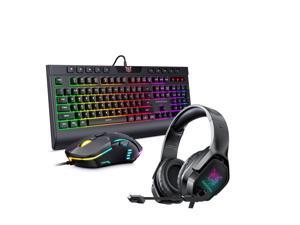 ONIKUMA ergonomic laptop gaming keyboard, RGB backlit 104-key kit and wired gaming mouse, and ONIKUMA X4 gaming headset ONIKUMA ergonomic laptop gaming keyboard, RGB backlit 104-key kit and wired gaming mouse, and ONIKUMA X4 gaming headset