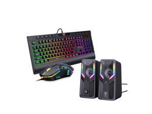 ONIKUMA ergonomic laptop gaming keyboard, RGB backlit 104-key kit and wired gaming mouse, and G6 speakers ONIKUMA ergonomic laptop gaming keyboard, RGB backlit 104-key kit and wired gaming mouse, and G6 speakers