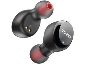 TOZO T6S Bluetooth 5.2 2022 New Version True Wireless Earbuds Environmental Noise Cancellation Stereo Headphones Built in Mic Headset Premium Sound with Deep Bass Support APP Control for Sport Black