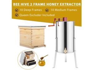 Complete Bee Hive 10-Frame 1 Deep Box 1 Medium Box and 2 Frame Honey Extractor