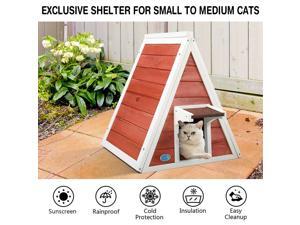 Triangle Wood Cat Pet House Cat Condo with Double Entrances Outdoor and Indoor Triangle Wood Cat Pet House Cat Condo with Double Entrances Outdoor and Indoor