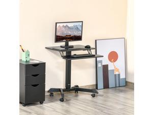 Height Adjustable Standing Desk Sit Stand Desk 2 Tier w/ Keyboard Tray Casters Height Adjustable Standing Desk Sit Stand Desk 2 Tier w/ Keyboard Tray Casters
