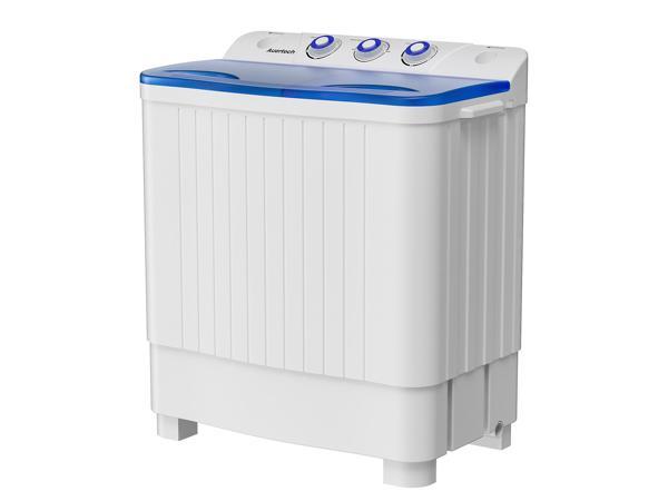 Auertech Portable Washing Machine, 14lbs Mini Twin Tub Washer Compact Laundry Machine with Built - in Gravity Drain Time Control, Semi