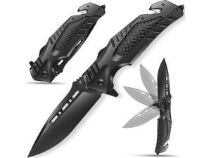 Jellas 8Cr13Mov Pocket Knife - Folding Knife Spring-assisted Knife with Clip - Tactical Knife for Fishing Hunting Hiking Survival Men and Women Gift