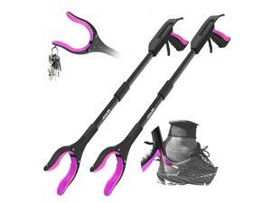 Jellas 2-Pack 32 Inch Grabber Reacher Tool with Shoehorn, 90° Rotating Head Grabber Tool for Elderly, Outdoor and Indoor Trash Picker Grabber(Purple)