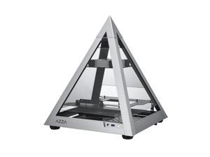 AZZA PYRAMID Mini 806 / mini itx Pyramid Enclosure case / 4-Side Tempered Glass / Silver / CNC Milled Aluminum Frame / 1 x 120mm ARGB fan included