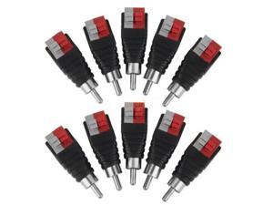 10PCS Speaker Wire Cable to Audio Male RCA Connector Adapter Jack Plug Pip BE