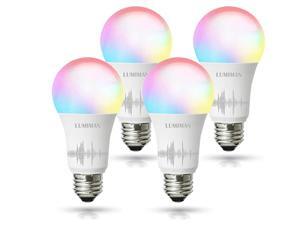 Smart WiFi Alexa Light Bulb, LUMIMAN LED RGBCW Color Changing Bulbs Works with Alexa, Echo, Google Home & Siri, 2.4GHz WiFi Only, No Hub Required, A19 E26 Multicolor (4 Pack) Smart WiFi Alexa Light Bulb, LUMIMAN LED RGBCW Color Changing Bulbs Works with Alexa, Echo, Google Home & Siri, 2.4GHz WiFi Only, No Hub Required, A19 E26 Multicolor (4 Pack)