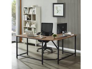 59" L-Shaped Desk, Computer Corner Desk Study Table Workstation for Home Office Wood & Metal, Walnut 59" L-Shaped Desk, Computer Corner Desk Study Table Workstation for Home Office Wood & Metal, Walnut