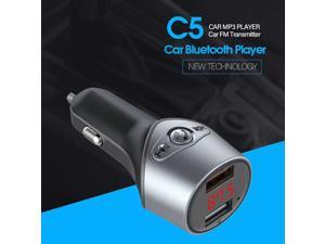 C5 Wireless Bluetooth Car Kit Hands-Free LCD FM Transmitter 3.1A Dual USB MP3 Car Charger U Music Player