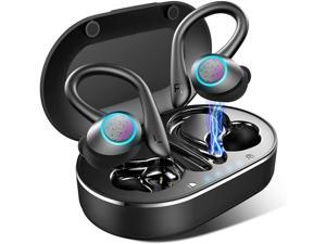 Bluetooth 5.1 Sport Headphones in Ear with Earhooks, Bluetooth Earbuds Wireless Headphones with Immersive Sound, IP7 Waterproof Earphones, Noise Cancelling Headset