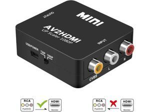 RCA to HDMI, AV to HDMI Converter, 1080P Mini RCA Composite CVBS AV to HDMI Video Audio Converter, with USB Power Cable for PC Laptop Xbox PS4 TV STB VHS VCR Camera DVD Supporting PAL/NTSC