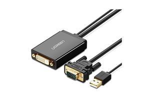 UGREEN VGA to DVI-D 24+1 Male to Female Adapter Cable Supports 1080P Full HD with 1.5ft USB Power Cord for Computer, PC, Laptop, HDTV, Projector, DVD Graphics Card and more VGA DVI enabled devices