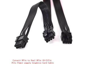 CORSAIR 8Pin to Dual 8pin 6+2pin PCIe Power supply Cable Graphics Card GPU Cable 8Pin for CX-M Series CX850M CX750M CX600M CX500M CX430M AXi Series AX1500i AX1200i AX860i AX760i AX Series AX860