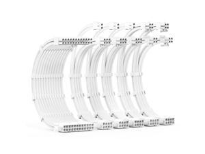 PSU Cable Extension Kit 30CM Length with Combs,1x24Pin/2x8Pin(4+4) EPS/3x8Pin(6P+2P) PCI-E/PC Sleeved for ATX Power Supply,White, All-White