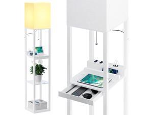 SUNMORY Floor Lamp with Shelves,Modern Dimmable Solid Wood Standing Lamp Both with 1 Drawer and 2 USB Ports & 1 Power Outlet,Corner Tall Bookshelf Lamp for Living Room and Bedroom SUNMORY Floor Lamp with Shelves,Modern Dimmable Solid Wood Standing Lamp Both with 1 Drawer and 2 USB Ports & 1 Power Outlet,Corner Tall Bookshelf Lamp for Living Room and Bedroom