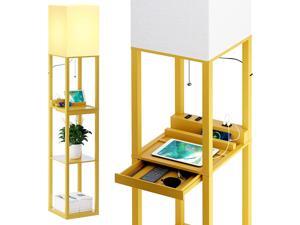 SUNMORY Floor Lamp with Shelves,Modern Dimmable Solid Wood Standing Lamp Both with 1 Drawer and 2 USB Ports & 1 Power Outlet,Corner Tall Bookshelf Lamp for Living Room and Bedroom SUNMORY Floor Lamp with Shelves,Modern Dimmable Solid Wood Standing Lamp Both with 1 Drawer and 2 USB Ports & 1 Power Outlet,Corner Tall Bookshelf Lamp for Living Room and Bedroom