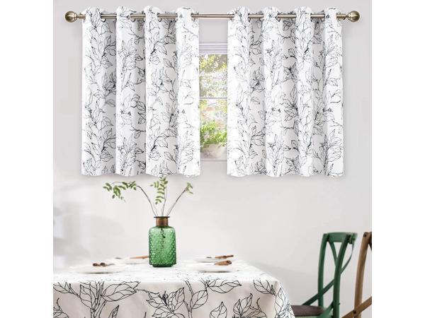 DriftAway Claire Watercolor Floral Leaves Room Darkening Thermal Insulated  Tie Up Curtain for Kitchen Bathroom Small Window Adjustable Balloon Tie Up