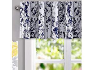DriftAway Mackenzie Abstract Floral Pattern Window Treatment Valance Rod Pocket 50 Inch by 18 Inch Plus 2 Inch Header Blue Gray