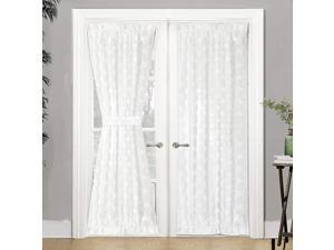 DriftAway Olivia Voile Chiffon Sheer Door Curtain French Door Panel Patio Sliding Window Single Rod Pocket Curtain with Matching Tieback 52 Inch by 72 Inch Plus 1.5 Inch Header Off White