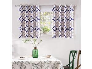 DriftAway Alexander Thermal Blackout Grommet Unlined Window Curtains Spiral Geo Trellis Pattern Set of 2 Panels Each Size 52 Inch by 36 Inch Navy and Gray
